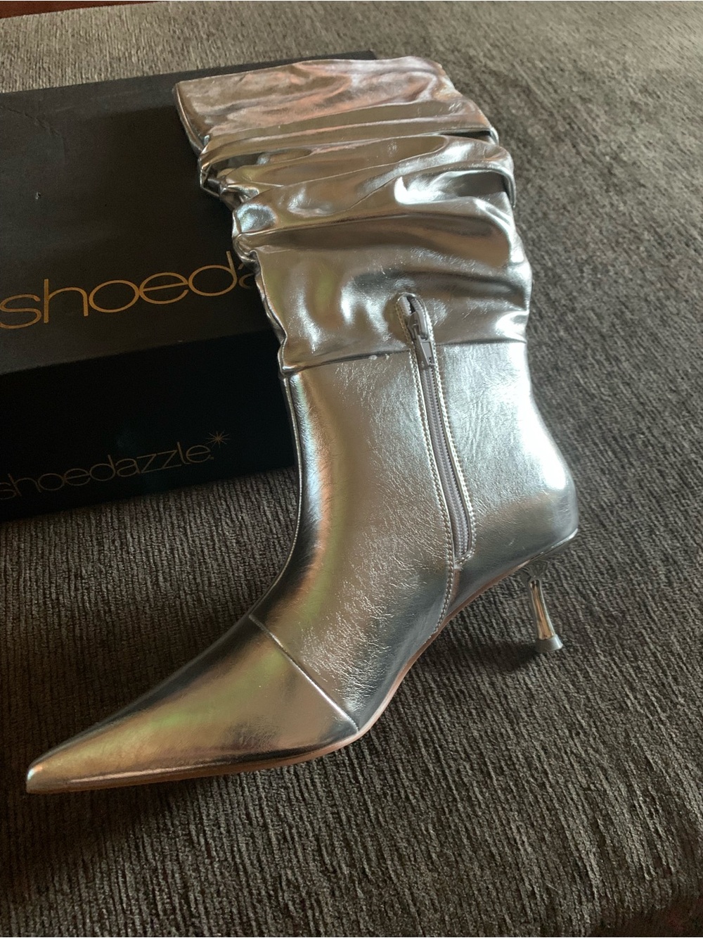 Shoe Dazzle Metallic Pointed-Toe Stiletto Boot